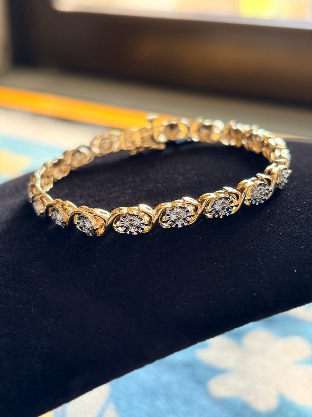 Natural Diamond 925 Gold Vermeil 7" Bracelet